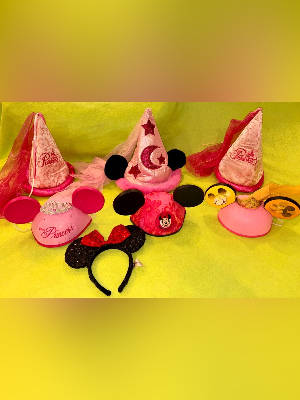 Disney Parks Ear Hat & Headband Collector Lot (7 Pcs) LIGHT-UP Princess, Minnie